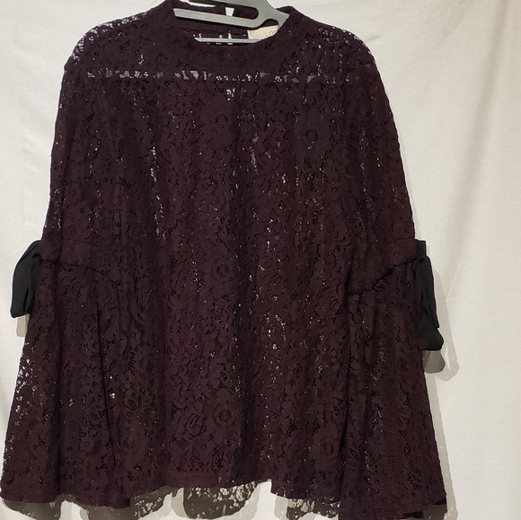 Loft plum sheer lace top size large. - Picture 3 of 10